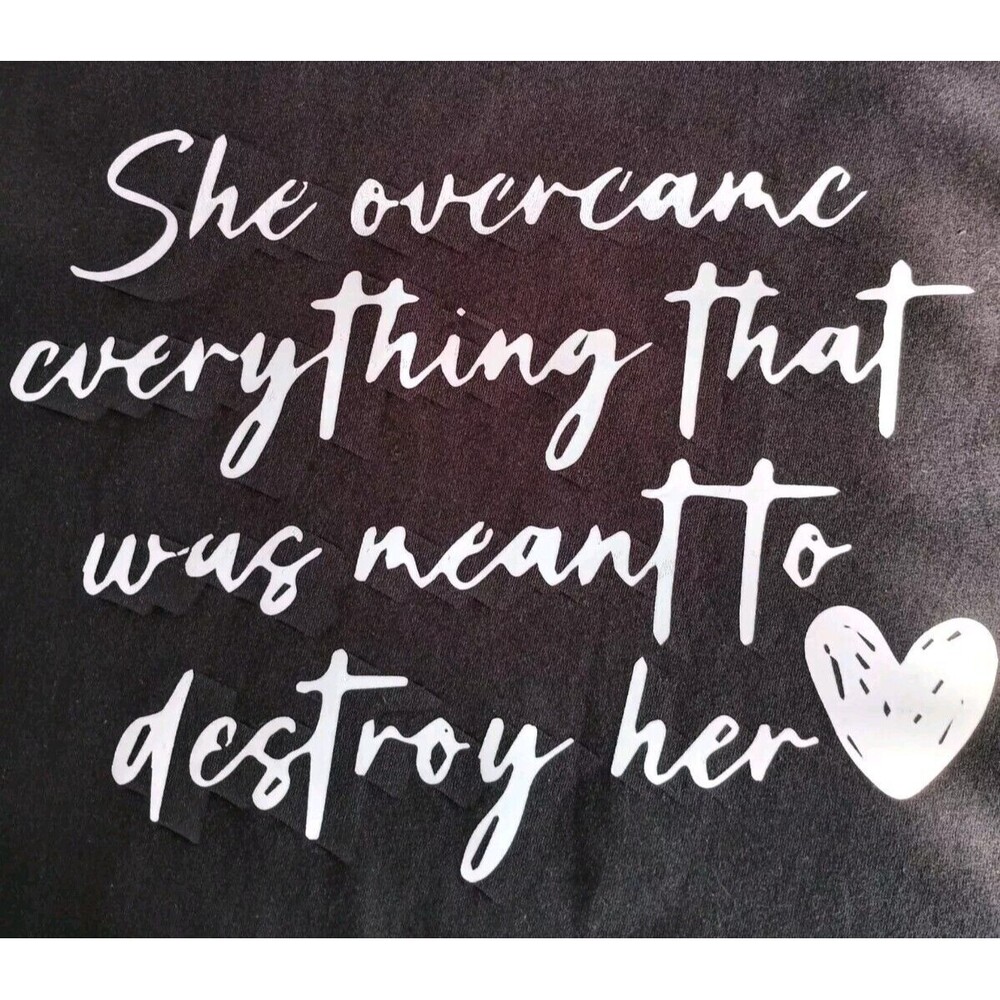 She Overcame Everything PowHerFul  Women's Inspirational T Shirt Blk Sz 2XL New